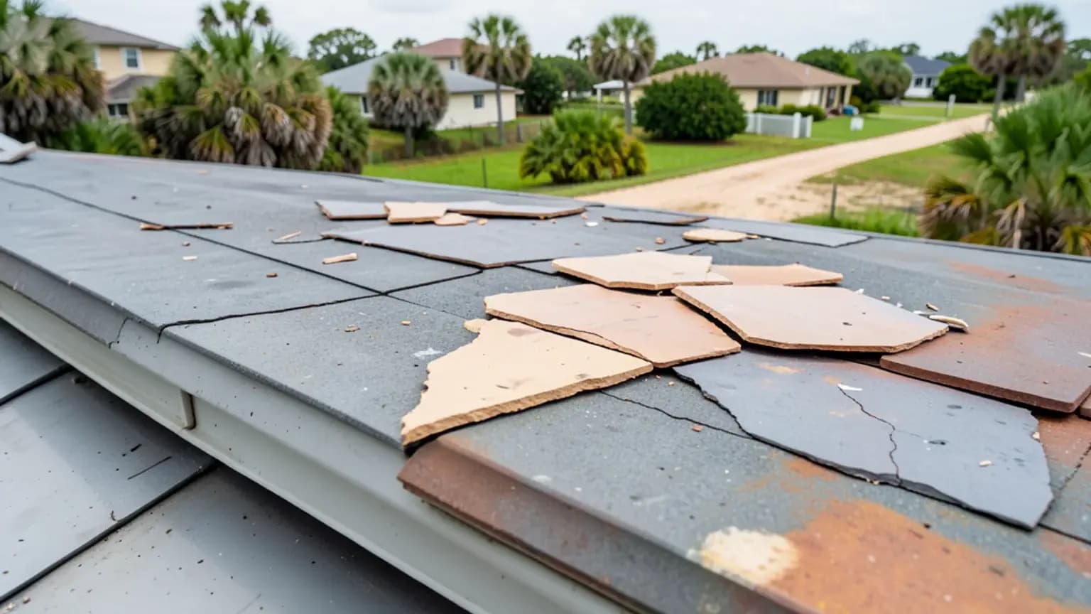 Roof Damage typical to Florida Fort Lauderdale claims.