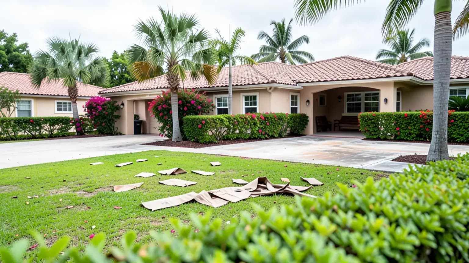 Florida roof damage — wide view