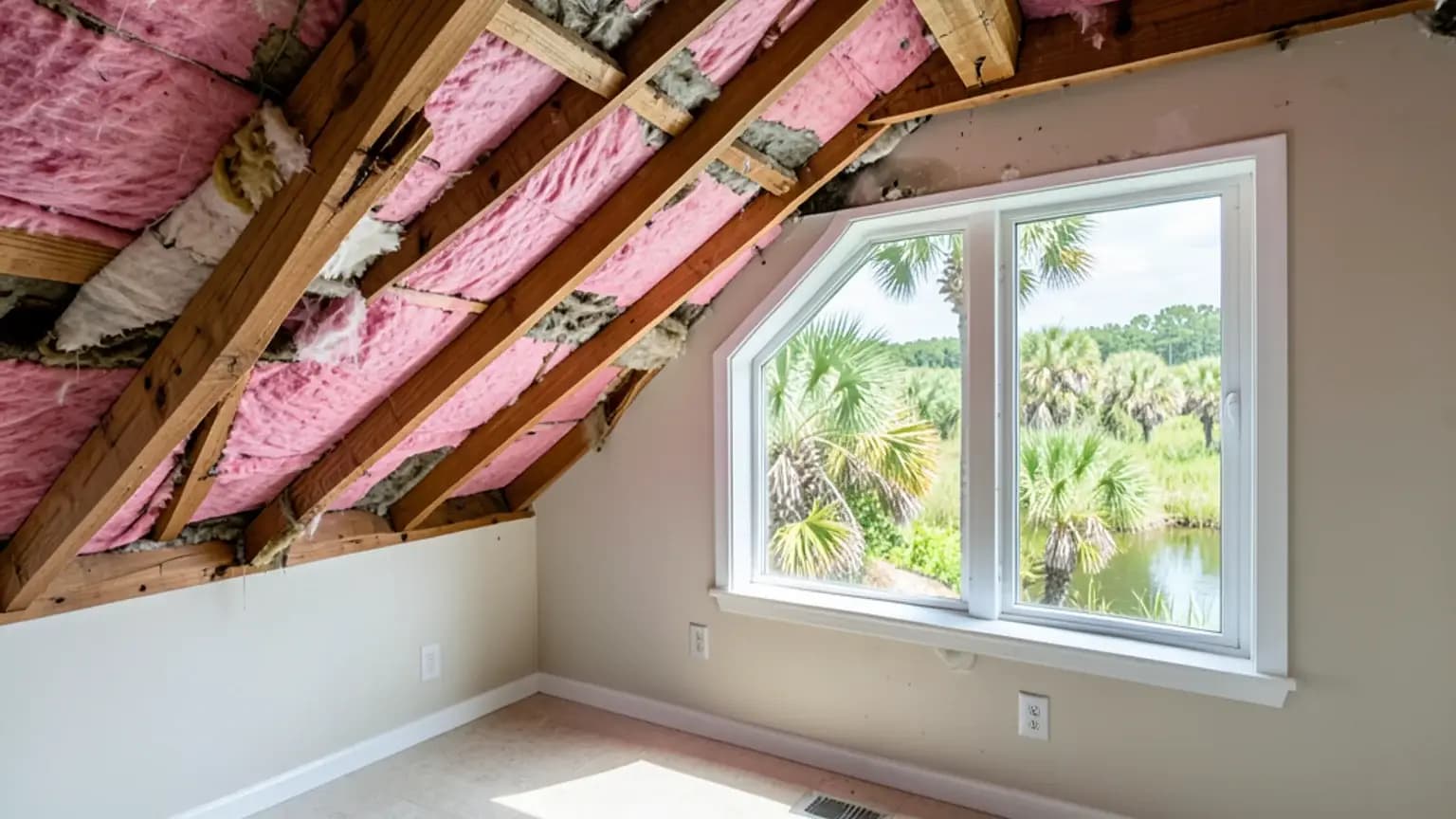 Insulation saturated; requires replacement.