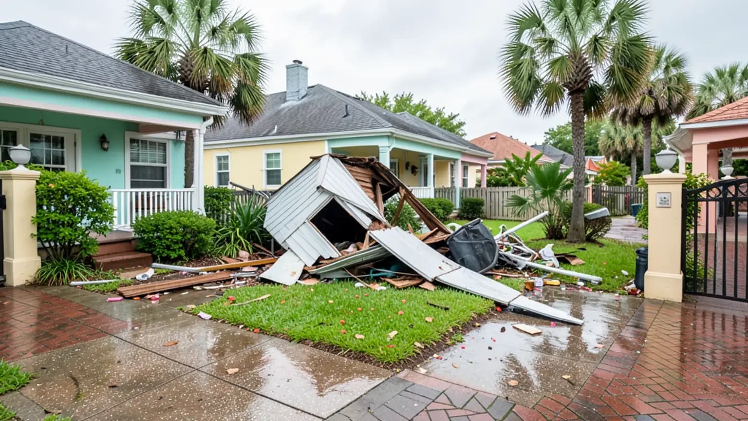 Hurricane Pool Cage Damage claim scenario photograph