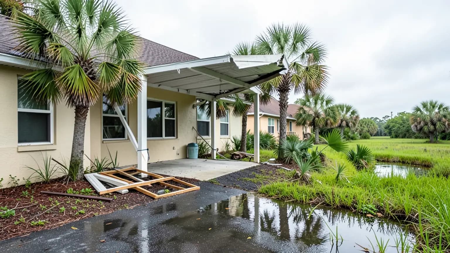 Hurricane Wind Damage claim scenario photograph