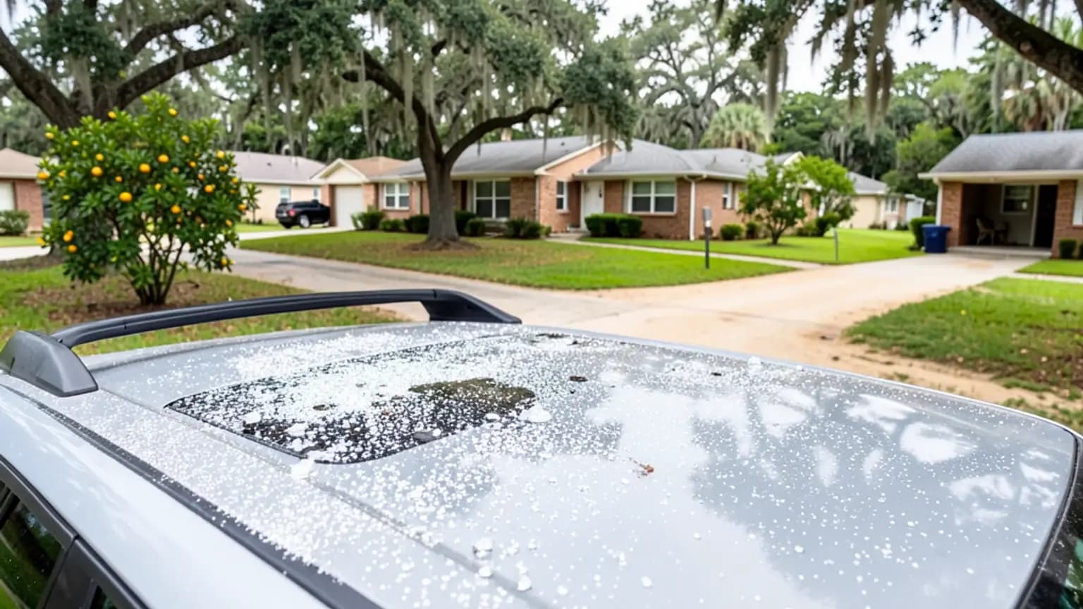 Hail Damage to Pool Screen claim scenario photograph