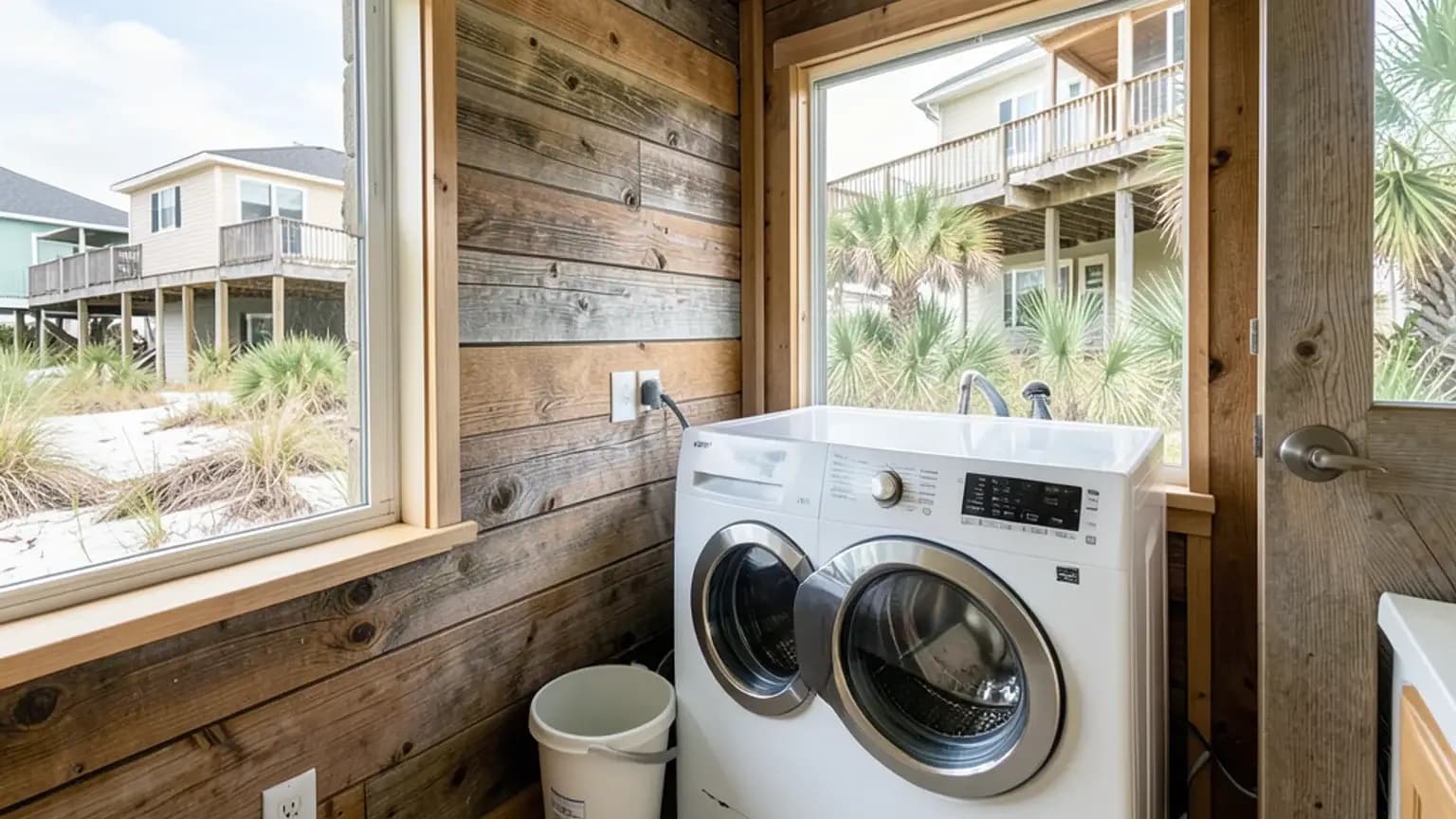 Mitigation work after sinkhole with tarps or fans visible