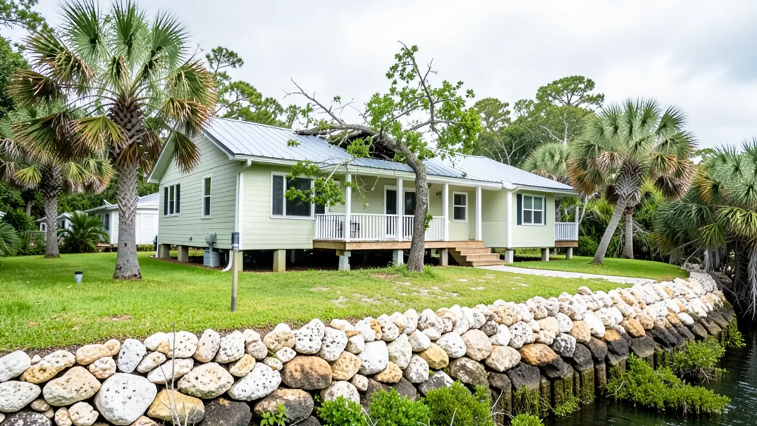 Boca Raton isolated tornado: garage and pool cage total loss. body image 1