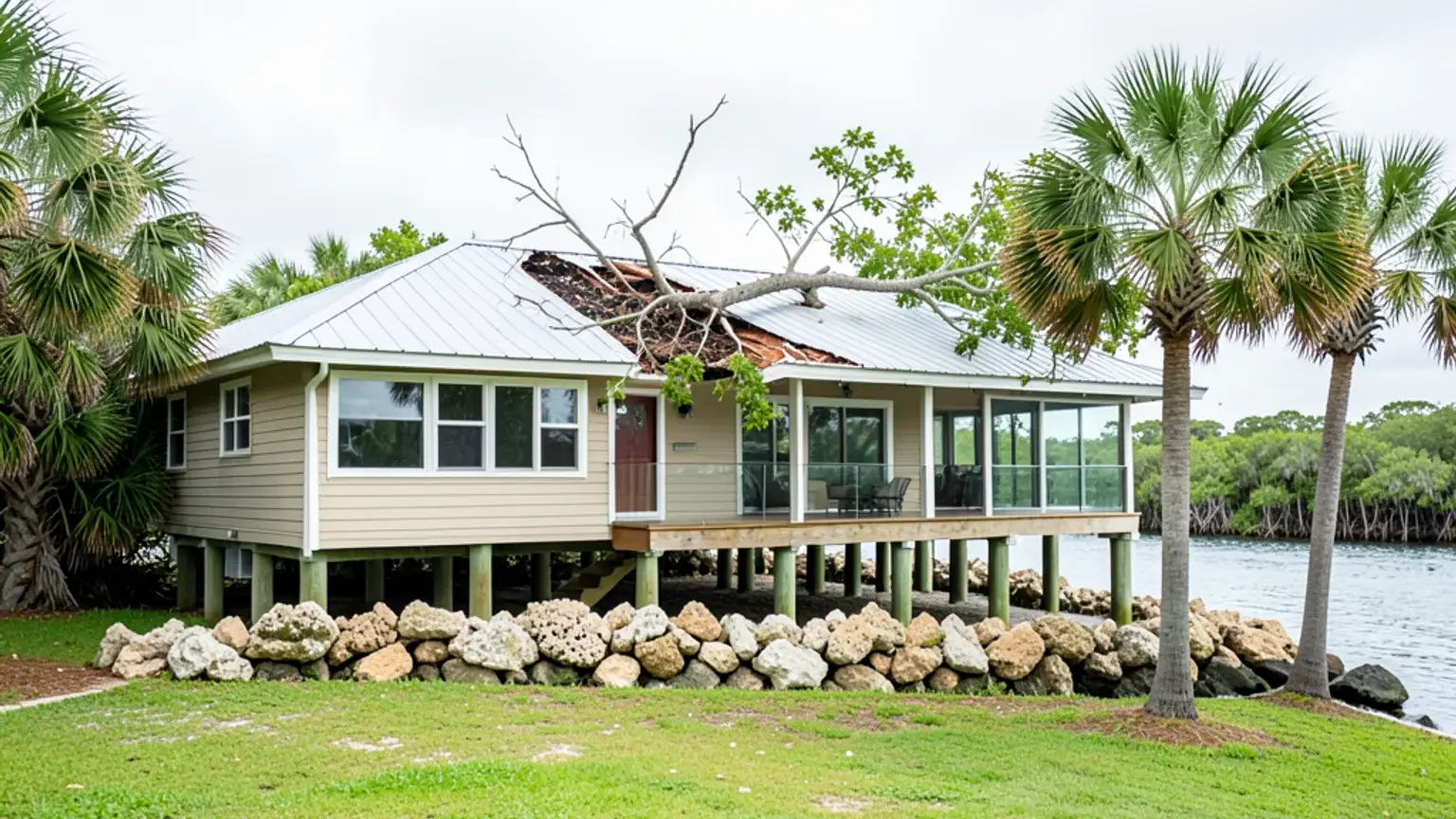 Clearwater tree impact: pool cage denied as landscaping, reclassified. body image 1